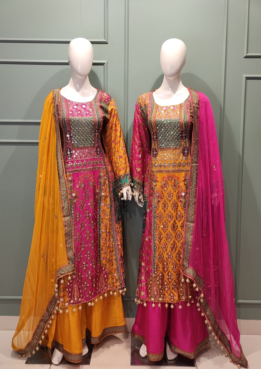 Pure Chanderi Silk Garara Suit Set in Fine Gota Patti Work - Rana's by  Kshitija